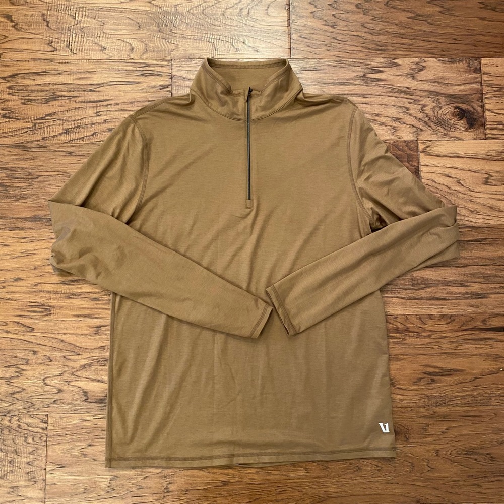 Vuori Strato Tech Quarter Zip Pullover Mens Medium Brown V2001 Heathered Top